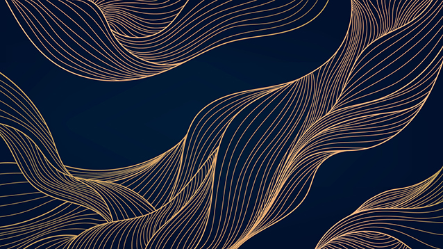 Vector abstract luxury golden wallpaper, wavy line art background. Art Deco Pattern, texture for print, fabric, packaging design. Vintage