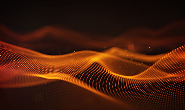 Orange cyber relief 3D rendering with DOF